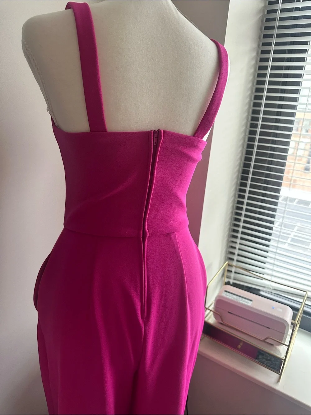 Women's Bright Fuchsia Wide-Leg Jumpsuit - Picture 6 of 7